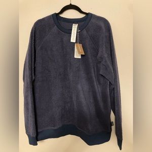 Patagonia Men Large Navy Blue Crew Sherpa Shearling Sweater Sweatshirt Pullover